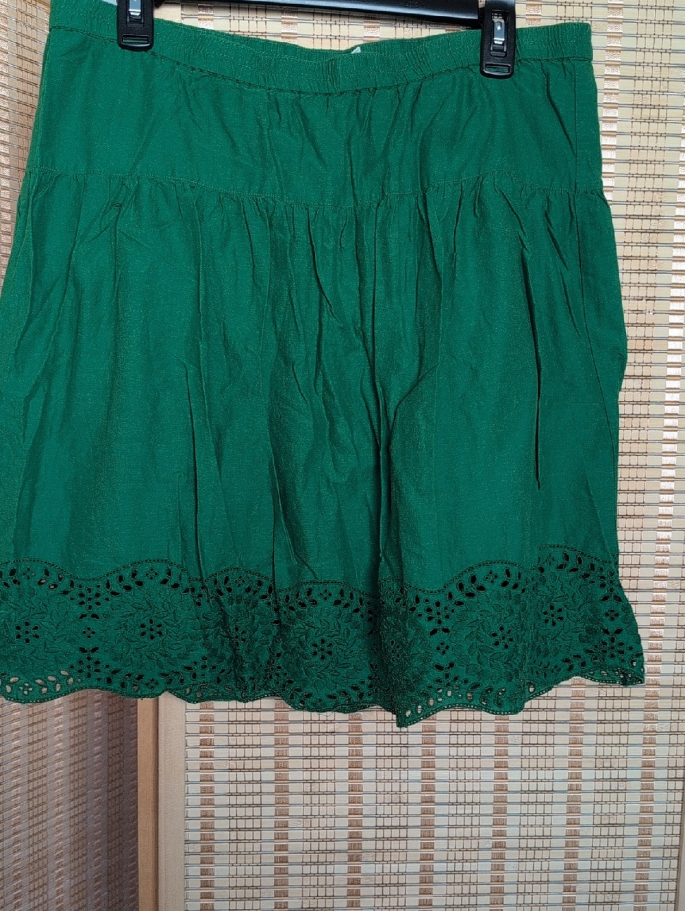 Old Navy Emerald Green Eyelet Hem A-Line Midi Skirt